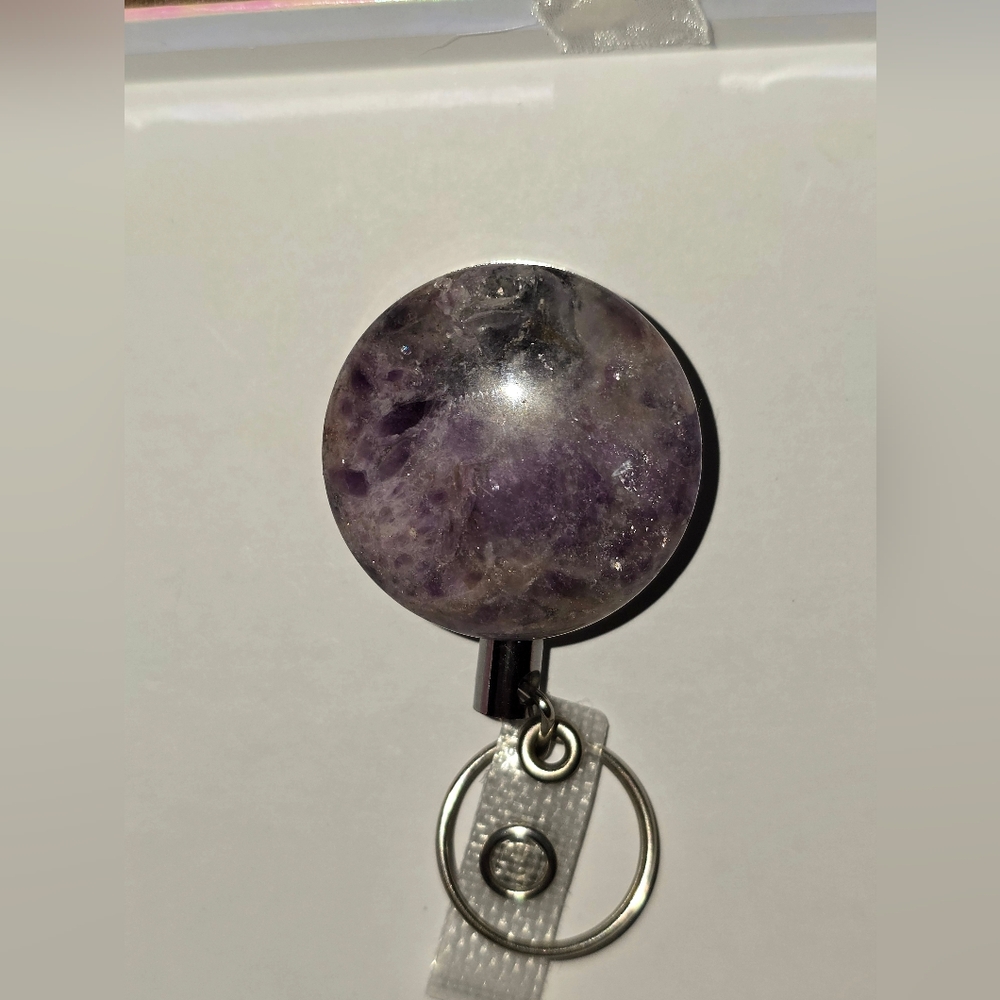 Amethyst Crystal ID Badge Reel